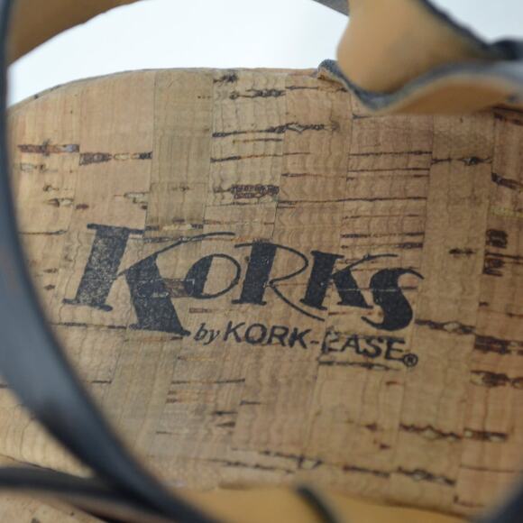 Korks By Kork-Ease Austin Black Leather Wedge Sandals Size 9 - Picture 12 of 16